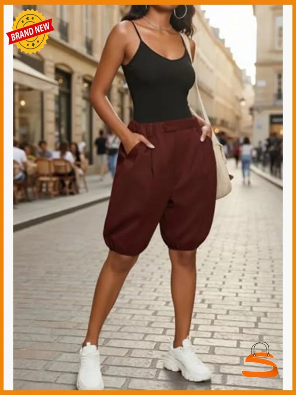 Women Baggy Bermuda Shorts High Waisted Wide Leg Elastic Waist Jorts Y2K